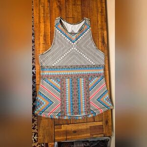 Prana Geomtric Patterned Yoga Tank Top L Athleisure